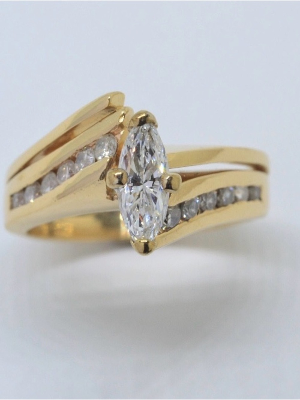 14K Gold Solitaire Ring with Pavé Accent - Classic Yellow Gold